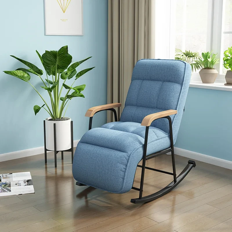 Nordic Fabric Villa Rocking Living Room Chair Modern Courtyard Armrest Simple Modern Cafe Lazy Back Recliner Sillas Furniture WK