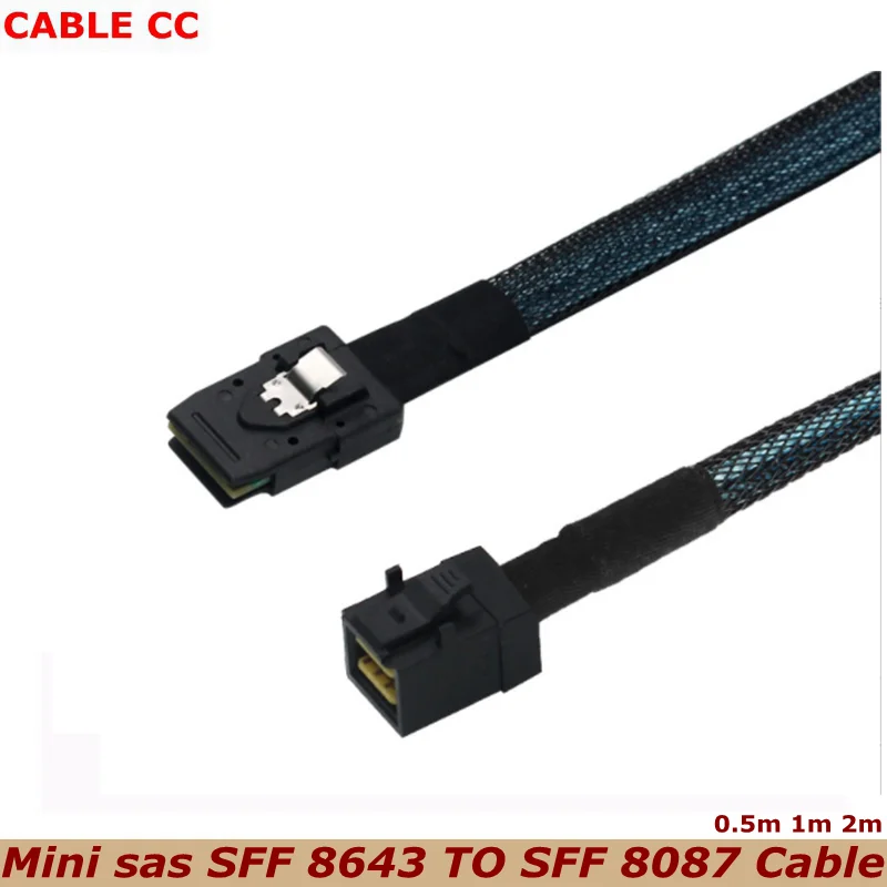 

200cm MINI SAS 3.0 8643 To SFF 8087 HD Server Storage Array Data Cable Mini SAS HD SFF-8643 Data Server Hard Disk Raid Cable