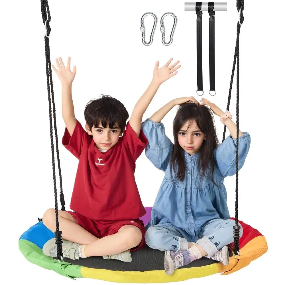 

Tree Swing 40 Inch Seat Saucer Swing Max 750lbs Weight Capacity 900D Oxford Fabric Multicolor