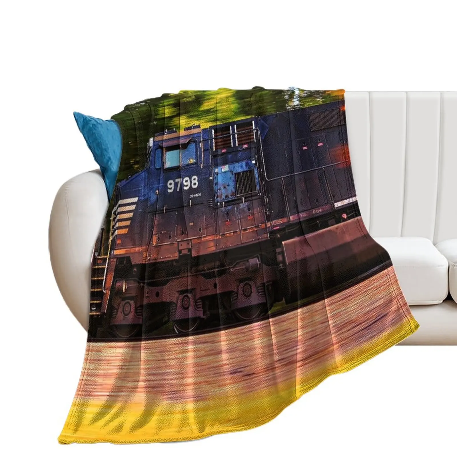 

Norfolk Southern Locomotive going 55 MPH Throw Blanket Custom funny gift Blankets