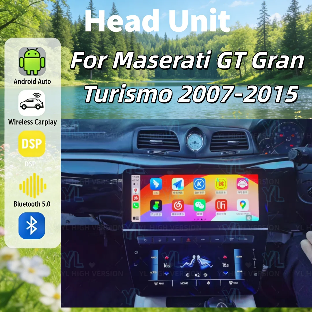 12.3'' HD Touch Screen 8.8'' AC Screen For Maserati GT 2007-2015 HD Touch Screen CarPlay Android Auto GPS Multimedia Video Playe