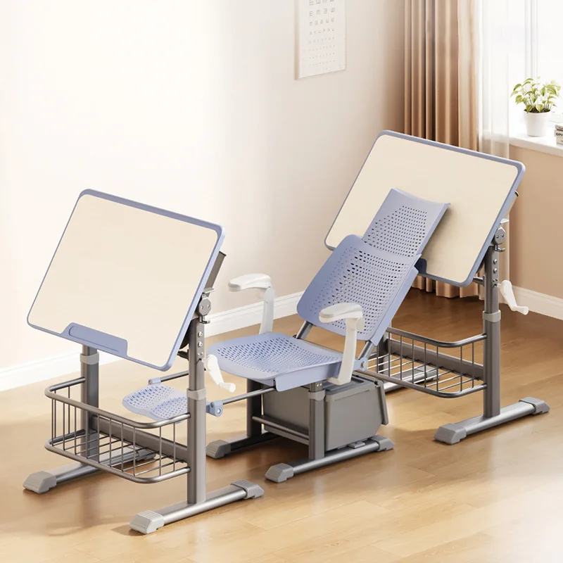 

Primary and secondary school students lunch break desks and chairs reclining children's study desks school tutoring training
