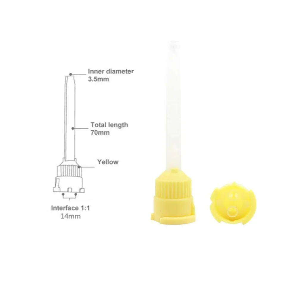 Embouts de distributeur de matériel d'impression dentaire au poulet, Embouts Assad, Buse jaune courte, Tête de tube de connexion, Laboratoire dentaire, 1:1, 50 pièces, 200 pièces