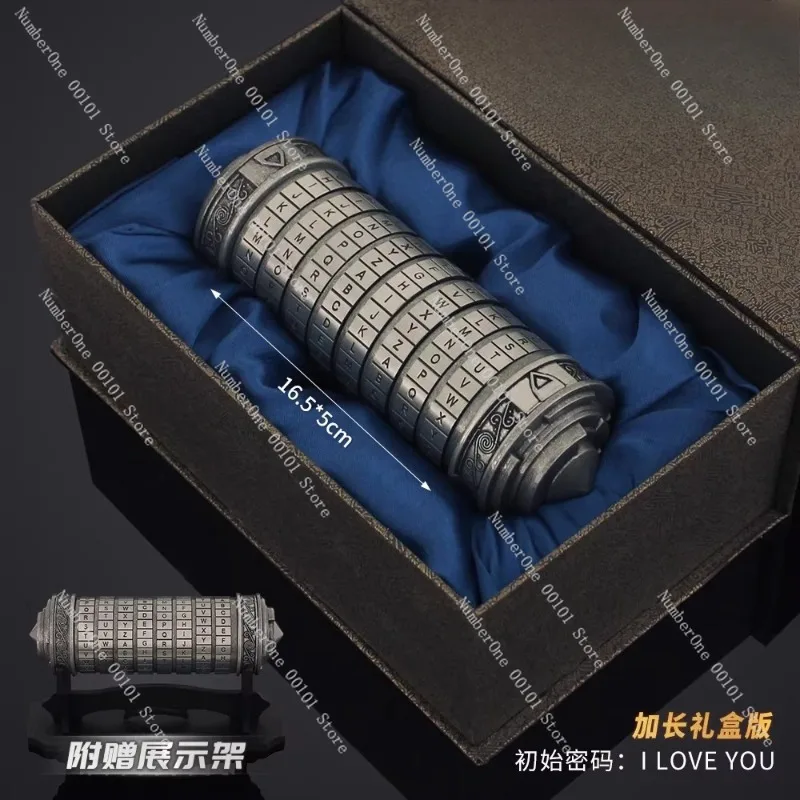 Retro Metal Cryptex Puzzle Lock Box Western Classical Password Cylinder Vintage Secret Code Container Decorative Brain Teaser