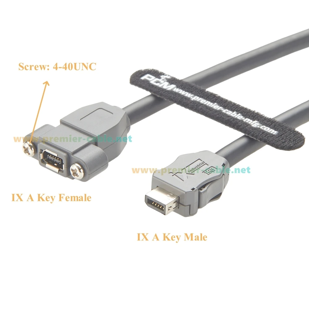 IX A Key Male to Female Extension Cable IX Type A In-line Jack Screw Panel Mount Cat6A Ethernet Shielded Machine Vision Cable