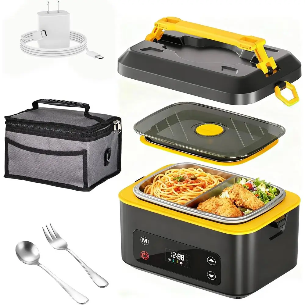 

24000mAh Rechargeable 1.2L Portable Food Warmer with 5 Heating Plates, Auto Temperature Control