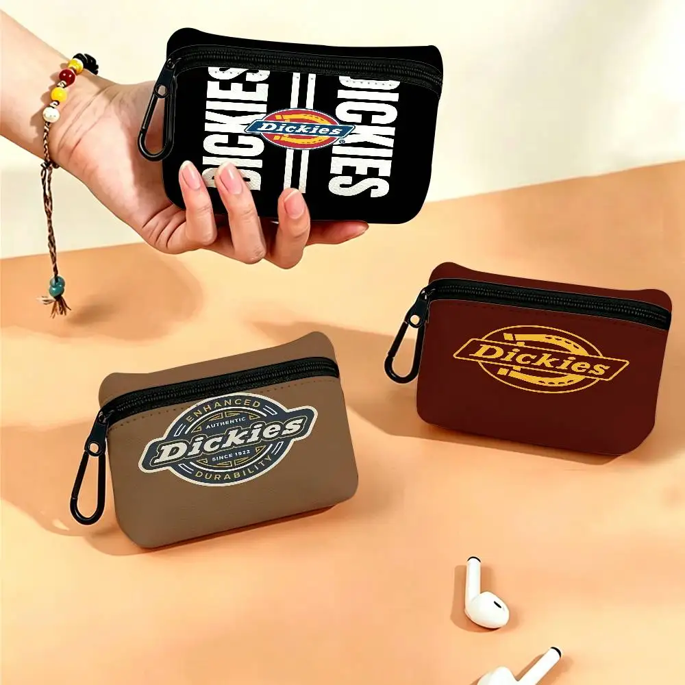 D-Dickies Tough-Workwear Portable Mini Oxford Cloth Coin Purse With Carabiner Hook Zipper Key Card Earphone Storage Wallet