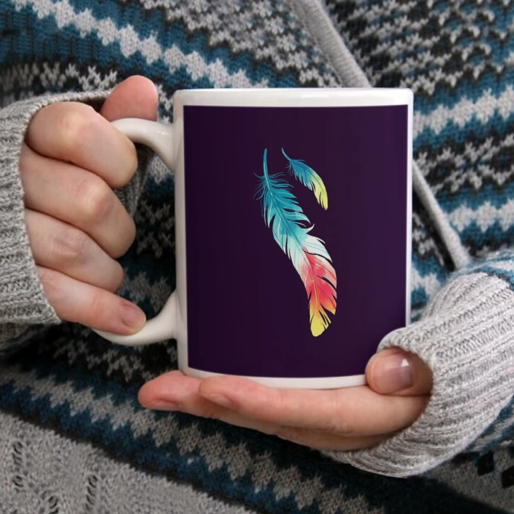

FeatherCoffee Mug Tea Cup 11oz Coffee Cup Funny Birthday Ceramic Mug Personalized Cup