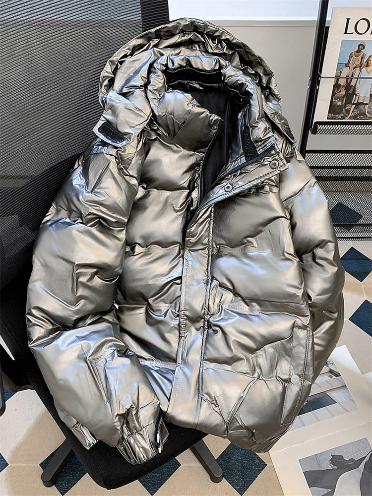 

Glossy Hooded Thiened down Cotton Jaet Men Women Sle 2025 Winter Thiened Bread Warm Cold Resistant Cotton Coat