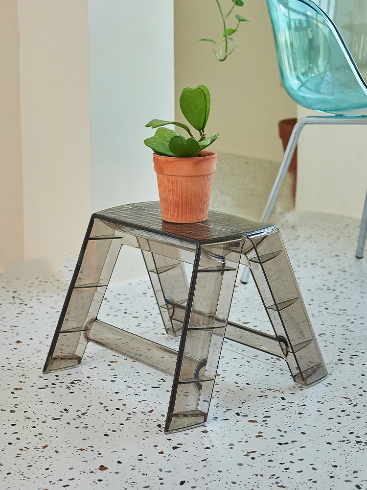 

Step Ladder Stool Folding Stool Acrylic Transparent Change Shoes Stool Shower Stool Portable Multi-Function Ladder Storage Rack