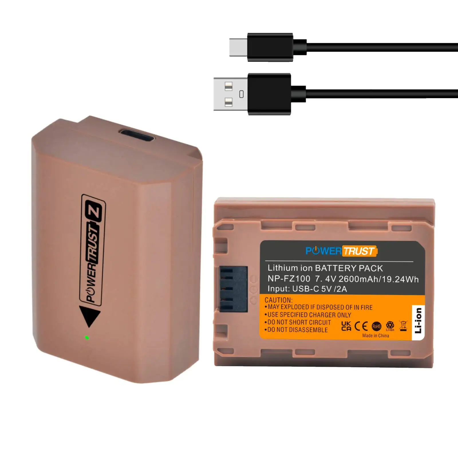 2600mAh NP-FZ100 NPFZ100 NP FZ100 Akku USB-C für Sony A6600 a7m3 a7rm3 a7r3 a9 a9R a7R a7 a7c a7r4 Kamera-Akku