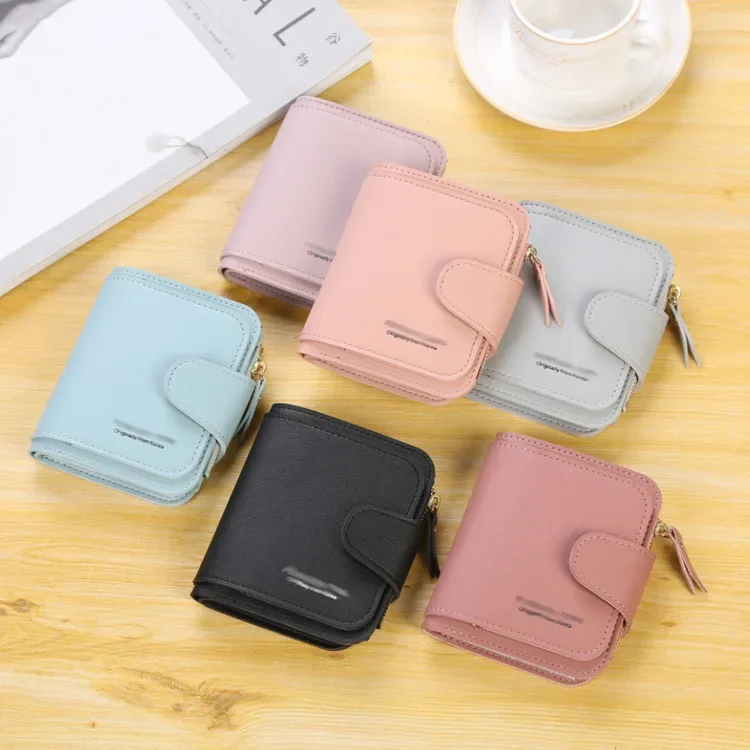 Wallet Black/blue/pink Short Female Purse Fashion Credit Card Holder Wallet Case PU Leather Coin Purse Money Card Bag