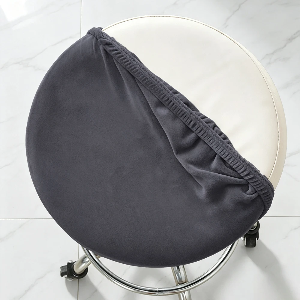 1/4/6pcs Velvet Round Stool Cover Solid Color Stretch Dustproof Bar Seat Covers Soft All Inclusive Bar Stool Seat Cushion Covers