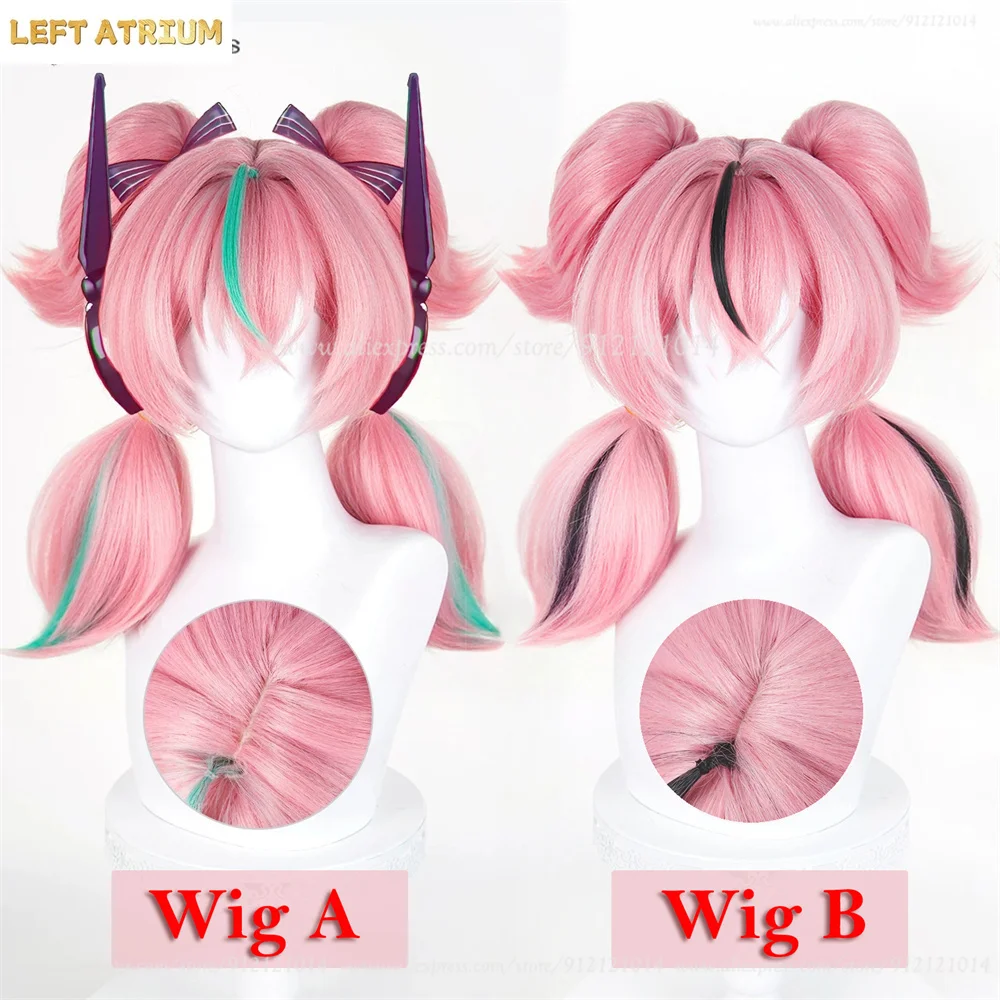 

ZZZ Aria Cosplay Wig 52cm Pink Green Pre-Crimped Volume Wigs For Women Cosplay Anime Wig Heat Resistant Synthetic Hair Halloween