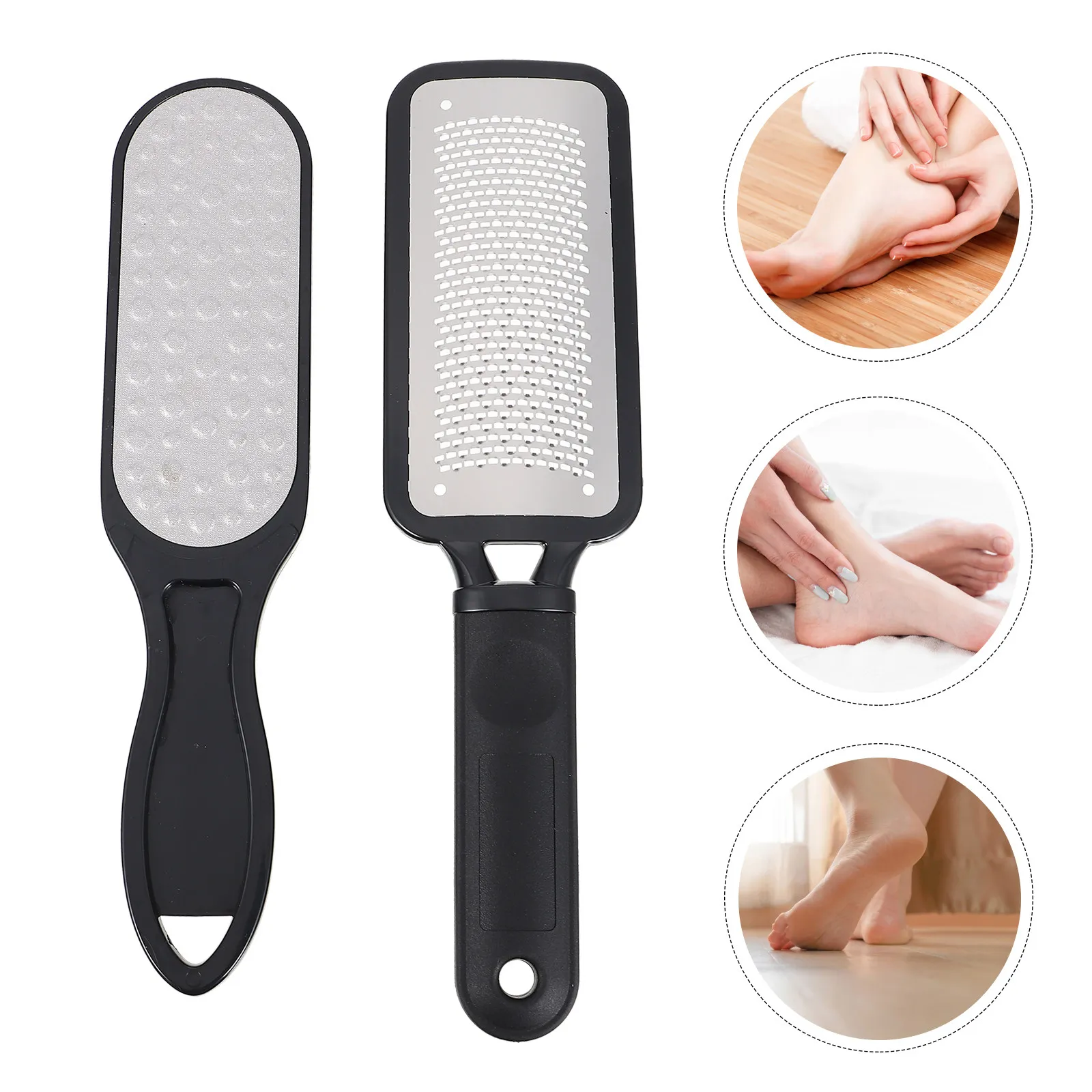 

2Pcs Pedicure Rasp Tool Stainless Steel Foot Dead Skin Remover with Non-Slip Handle for Callus Hard Skin Exfoliation Portable