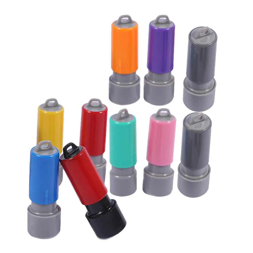10 Pcs Stamp Making Tools Seal Case Postage Stamps Ink Plastic Mini Round Seals