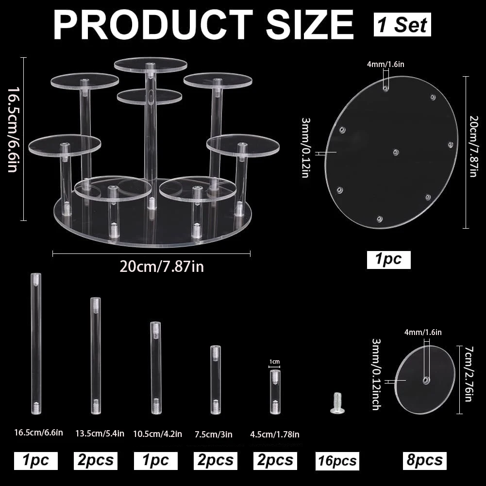 Transparent Acrylic Display Stand, Figure Stand, Multi-Layer Circular 8-Position Display Rack for Cosmetics, Figurines, Antiques