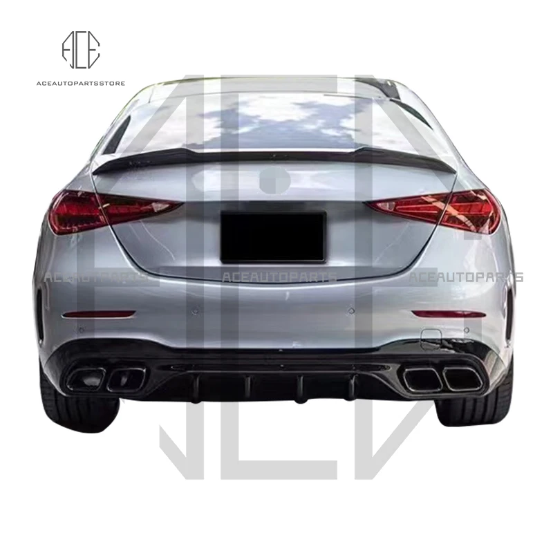 Rear diffuser For Mercedes Benz W206 C class C200L C240 C250 c280 change C63 AMG Rear lip exhaust pipe Diffuser