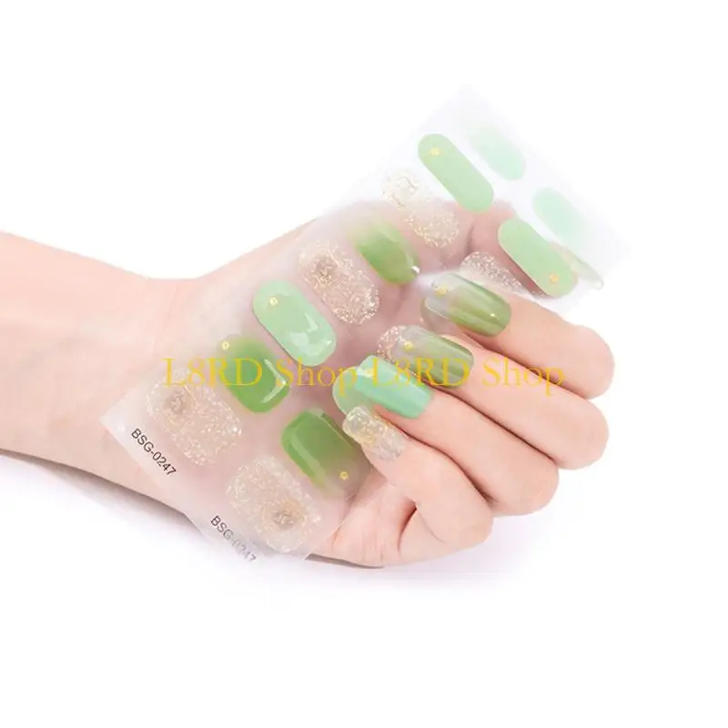 L8RD 16Pcs Wraps Polish Strips Adhesive Polish Sticker Gel Strips