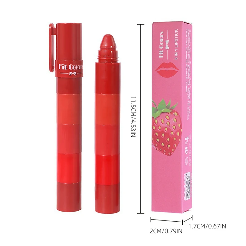 5-In-1 Fruit Velvet Matte Lipstick Set, Long-Lasting, Highly Pigmented, Moisturizing Lip Balm, Smooth Application For Soft Lips