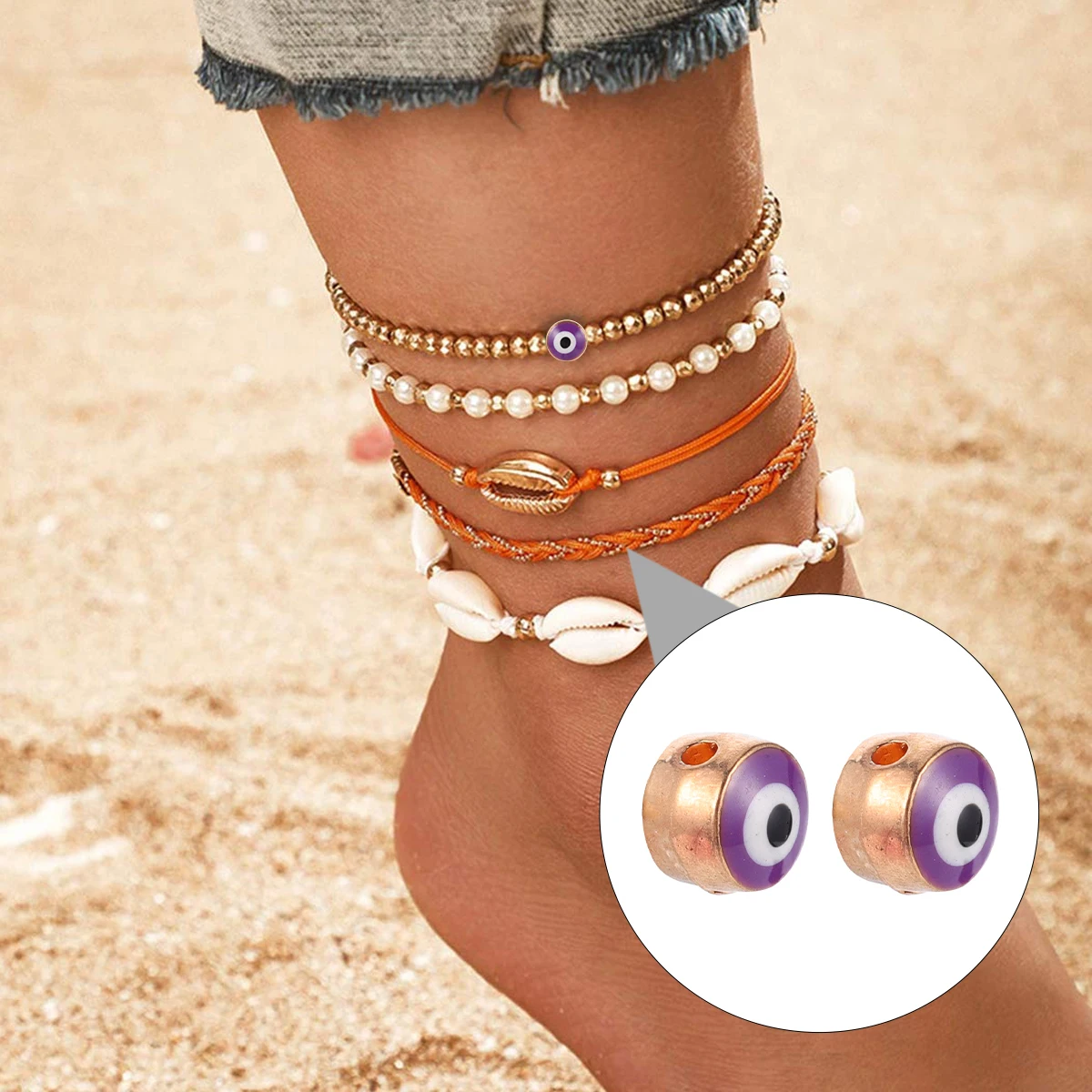 

100 Pcs Evil Eyeball Bracelet DIY Crafts Scary Eyes Bead Beadwork Jewelry Making Alloy Halloween