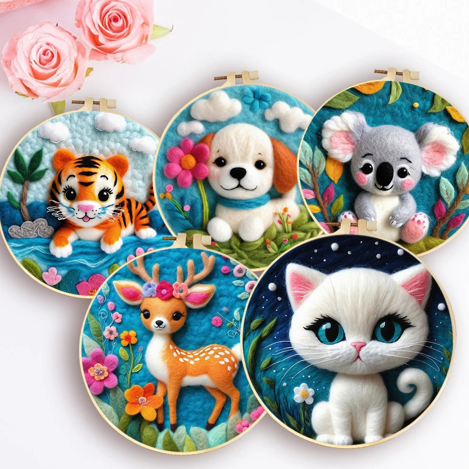 

Wool Felting Painting Hobby Kits For Adults Animal Needle Felting Kits For Beginners Home Decor Felt Embroidery Kit Handiwork