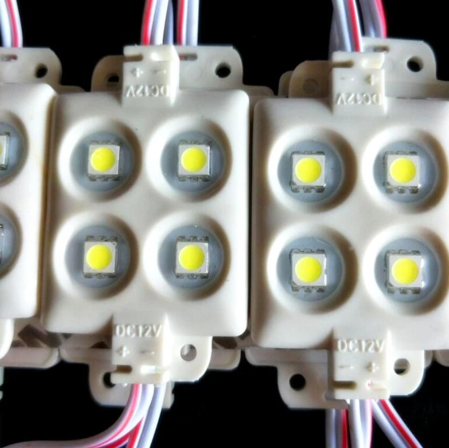 modulo de injecao led 4leds 5050 alto brilho branco 12v 1w ip65 antiestatico anti fogo escudo abs anti uv ce rohs 01