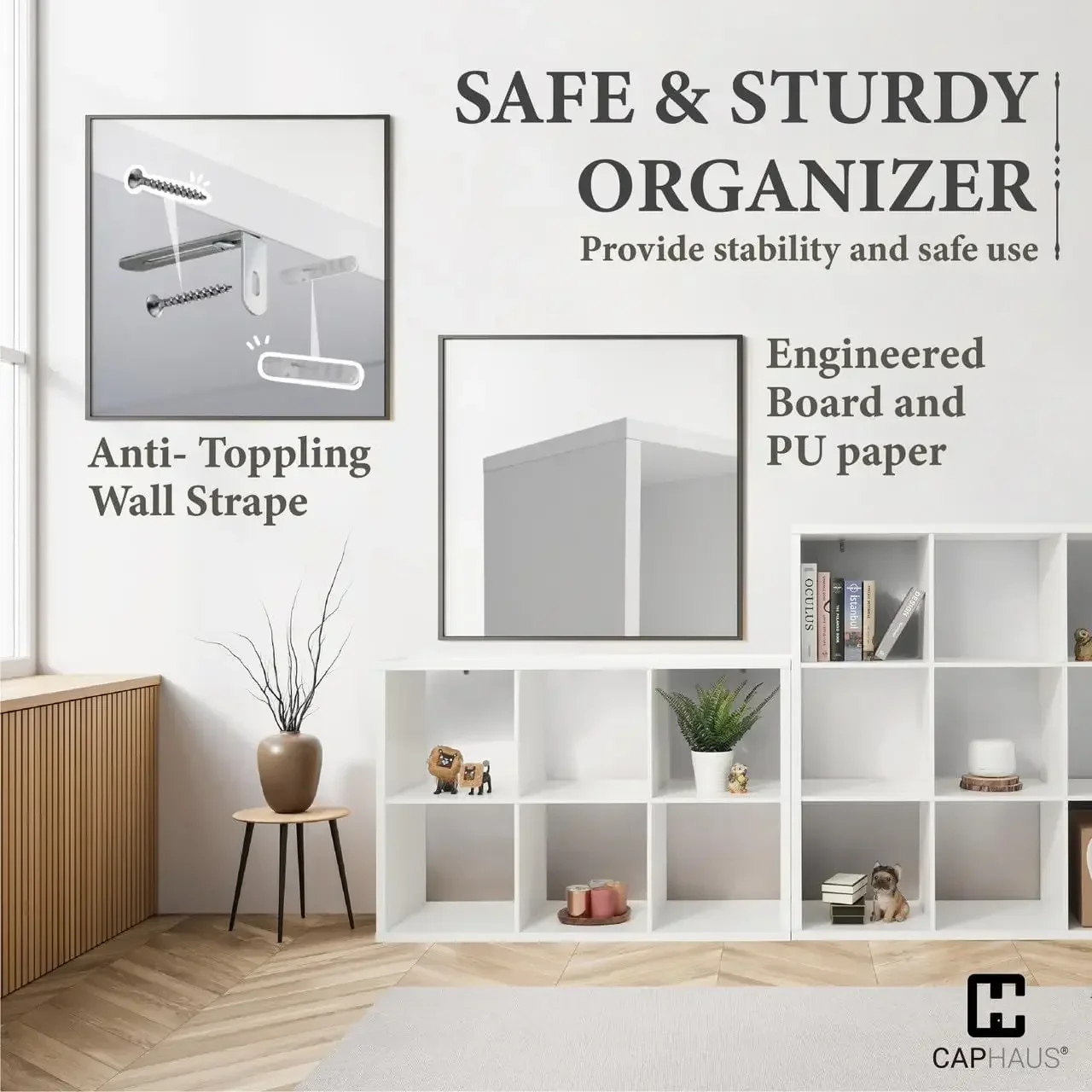 Sturdy Room 6/8/9 Cube Storage Organizer Shelf, with Extra Thick Exterior Edge, Open Storage Shelf Divider, Bookcase