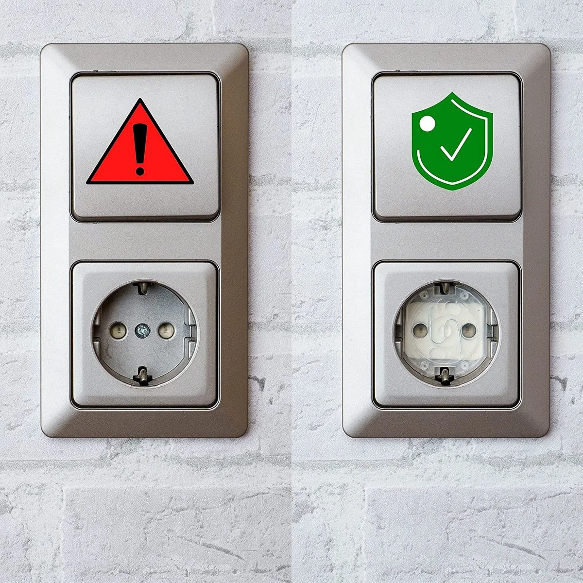 Child Safety Socket Cover - Rotatable Adhesive Baby Proof Plug Protector for European Schuko Outlets, Anti Oil Dust Resistant