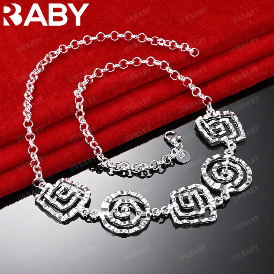 

URBABY 925 Sterling Silver 49cm Geometric Necklace For Women Creativity Gifts Street All-match Party And Daily Wear