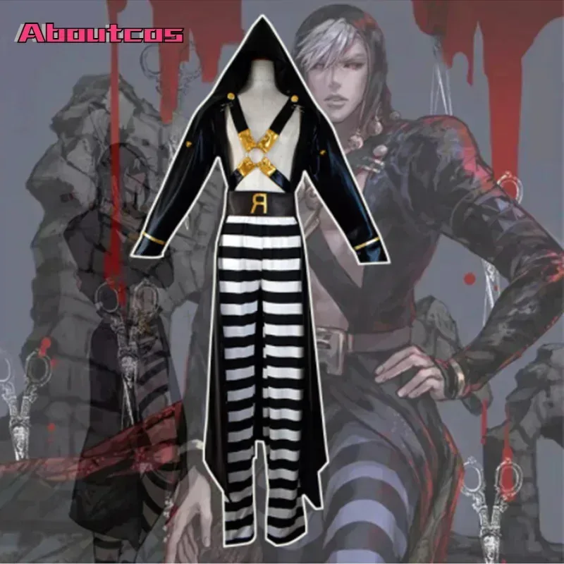 

Anime JoJo Bizarre Adventure Risotto Nero Cosplay Costume Golden Wind Hat Top Belt Halloween Carnival Striped Pants Suit d