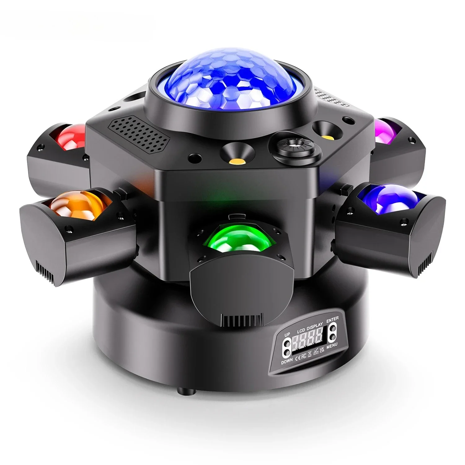 

120W Six-armed Stage light RGBW 4IN1 Effect Lighting DMX512 Moving Head Light for Disco Party Concert Church Wedding Theater