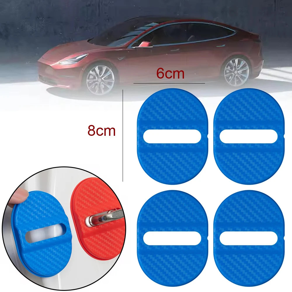 4x العالمي قفل باب السيارة الديكور امتصاص الصدمات غطاء الوسادة قفل السيارة واقية المضادة للتصادم غطاء اكسسوارات السيارات الخارجية #6