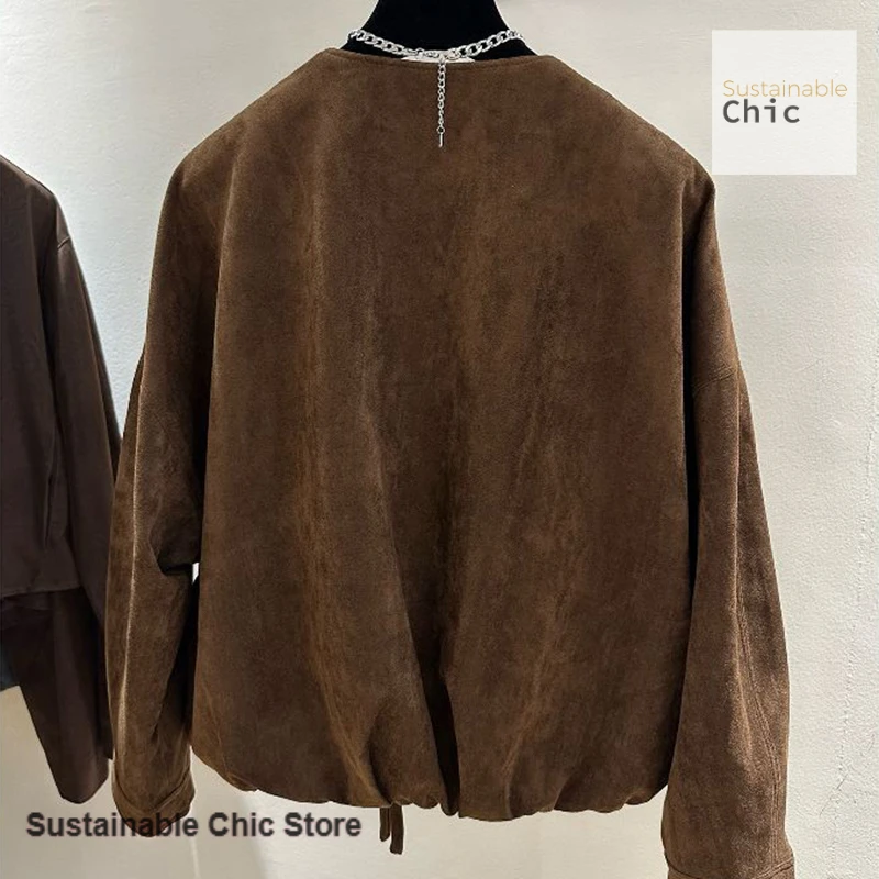 French-style fashion short coat women's winter new temperament high sense relaxed retro suede round neck thickened Joker coat.