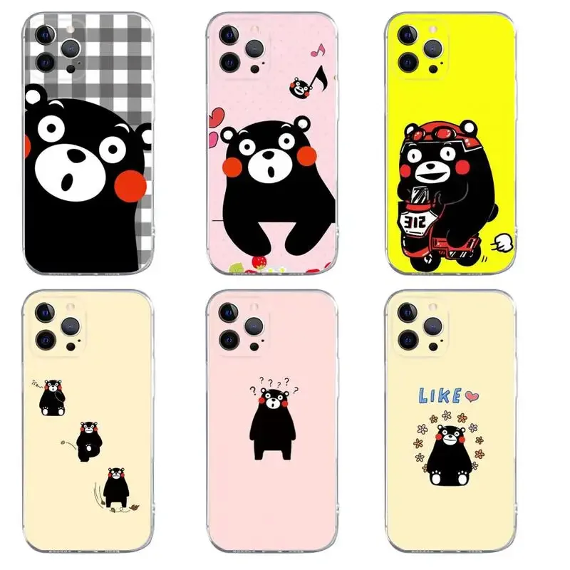 Cute Kumamon Phone Case For iPhone 15 14 13 12 11 Pro Max Xs Xr X 7 8 Plus 12 13 Mini Silicone Clear Cover