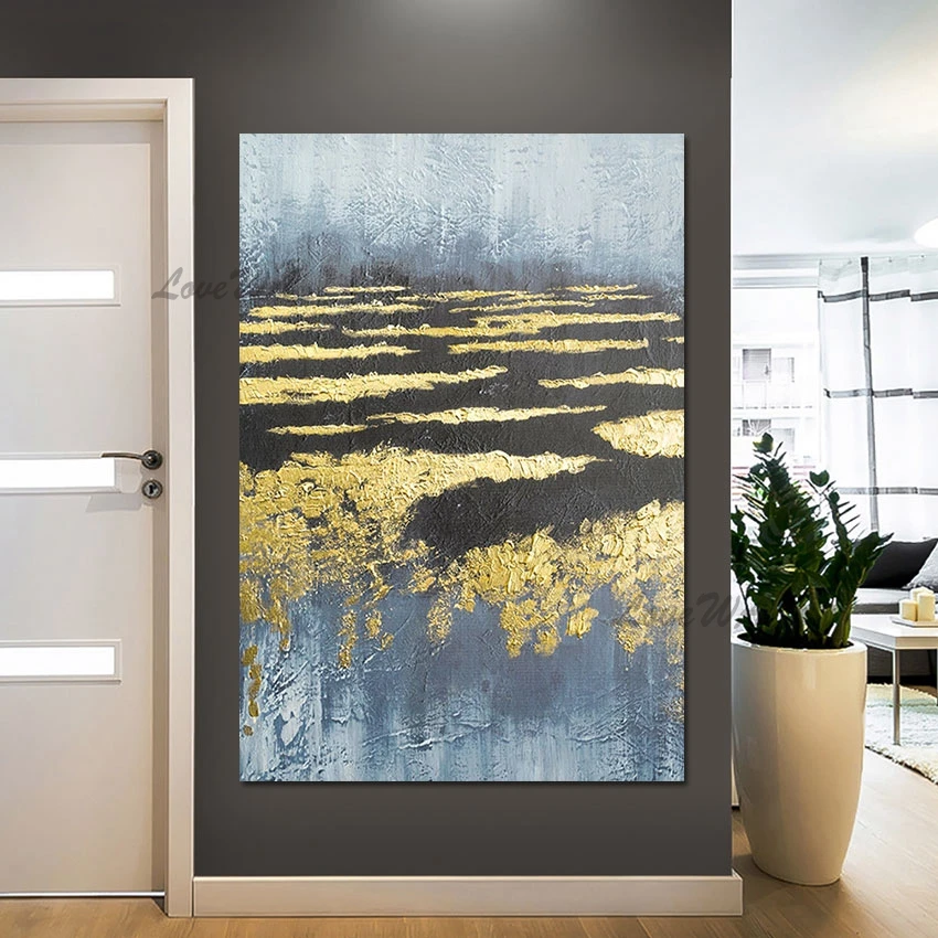 Natural Scenery Wall Picture Canvas Design Art Work Abstract African Paintings Frameless Gold Foil Style Decoration Artwork