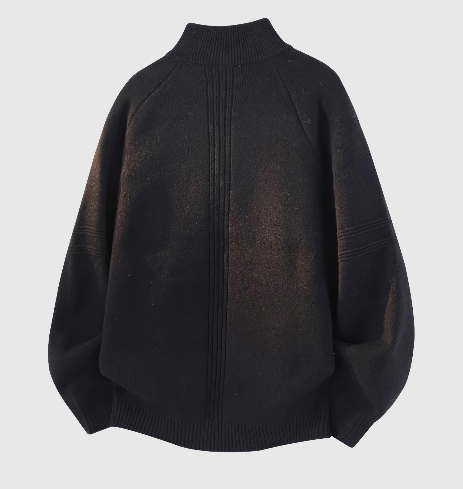 2025 Autumn Winter Half-Zip Stand Collar Gray Long Sleeve Pullover Sweater Men Loose Casual Simple Black Knitwear