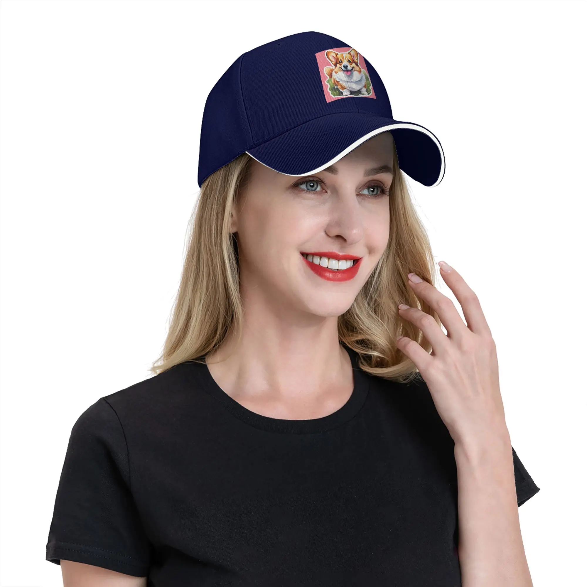 Corgi Watercolor Cap Fashion Casual Baseball Caps Adjustable Hat Hip Hop Summer Unisex Baseball Hats Customizable Polychromatic