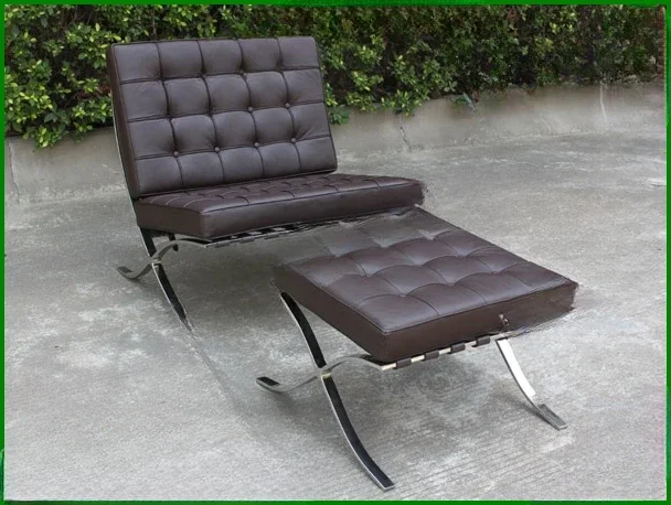 CL3001 unit+footstool - imported genuine leather white/red/dark brown/other colors Barcelona chair