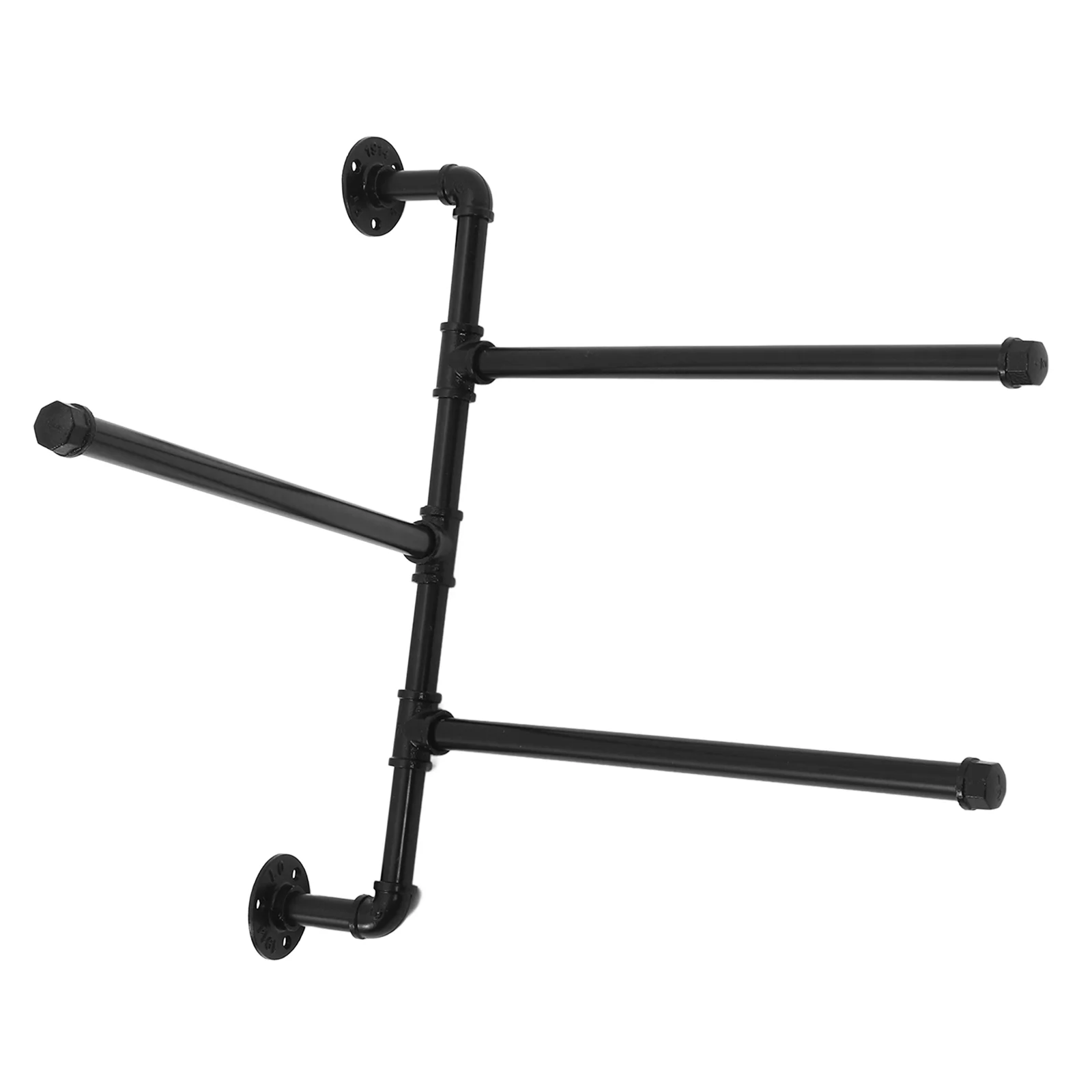 Towel Rack Bathroom Black Industrial Iron Clothes Heavy Duty 3-Bar Storage Holder