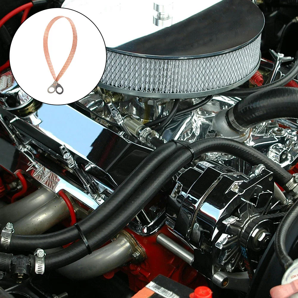 

4Pcs Automotive Ground Strap Braided Copper Jumper Cables Engine Ground Straps Connection Harness Vehicle Grounding Wire