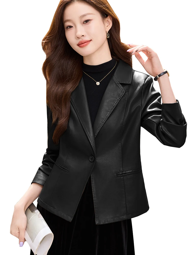 Fashion Black Coffee Women Blazer Ladies Female Casual Jacket For Autumn Winter