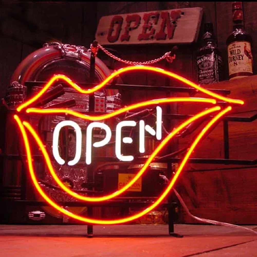 Diner Mouth Lips Neon Sign Light Custom Handmade Real Glass Tube Restaurant Store Advertise Room Decor Display Lamp 17