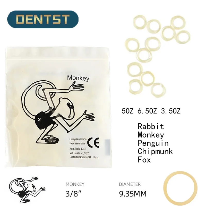 

100pcs/Bag Dental Orthodontic Elastics Ties Chain Rubber Band O-ring Rabbit Monkey Chipmunk Penguin Fox For Brackets Braces