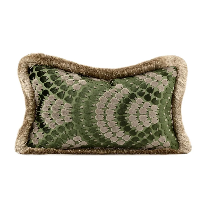 Luxury Faux Fur Trimmed Pillow Cover | Exotic Leopard Print Cushion Case | Retro Jungle Style Soft Plush Lumbar Pillow for Sofa