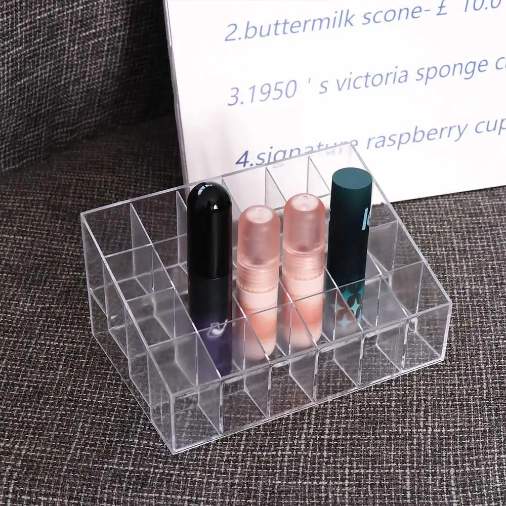 

Transparent 24-grid Makeup Storage Box Simple Large Capacity Transparent Lipstick Holder Multifunction Pen Stand