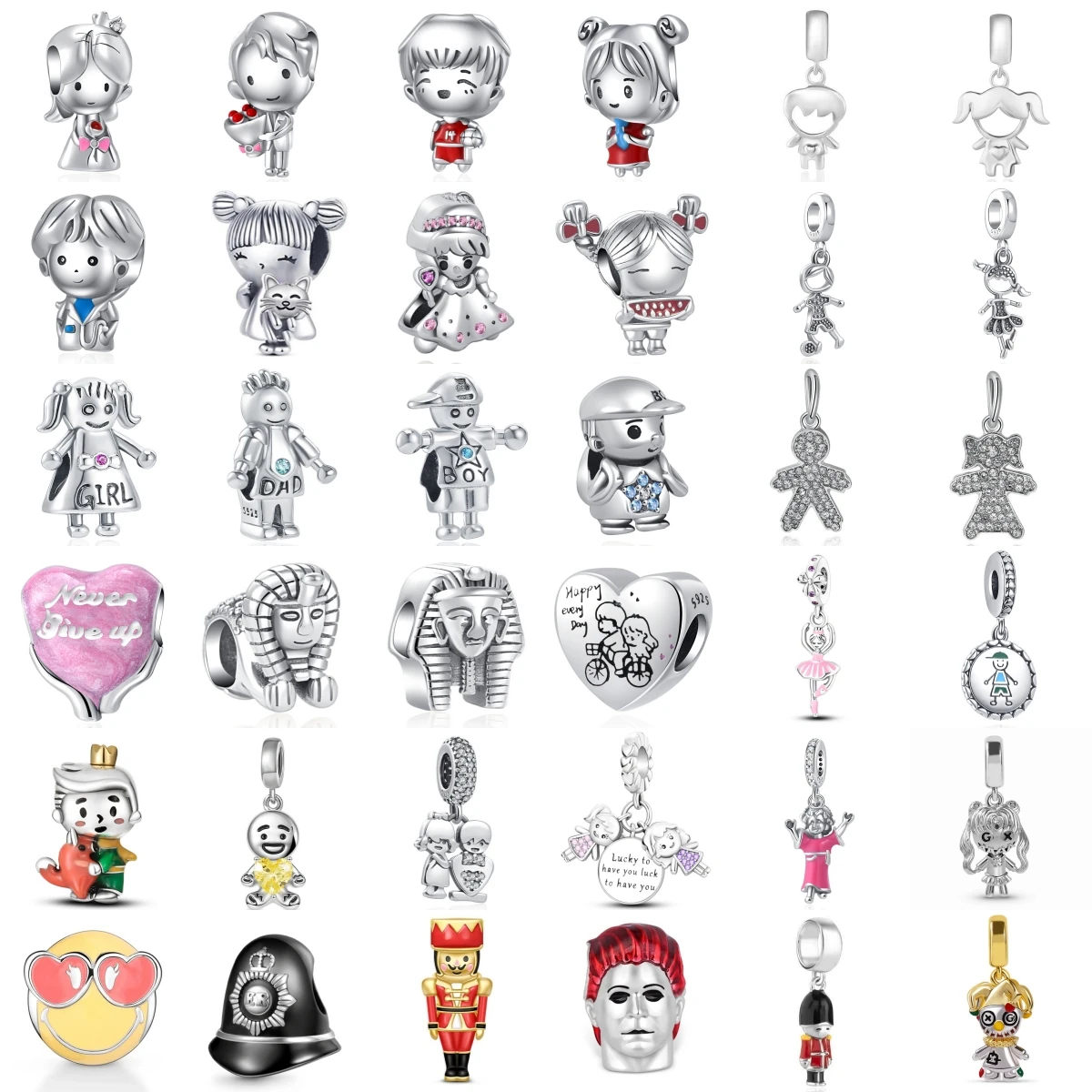 

New 925 Sterling Silver Sphinx Princekin Smiling Face Hat Charm Fit Original Bracelet Accessories Women Jewelry