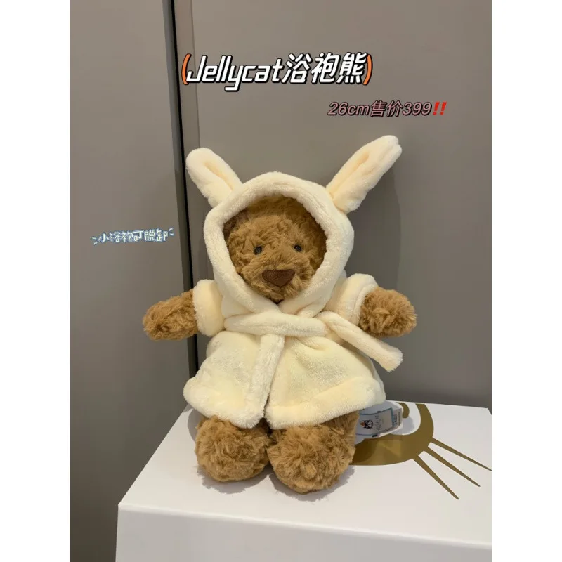 Jellycat القطيفة البشكير الدب سلسلة ألعاب من القطيفة الباذنجان الدب الحب الدب لطيف ألعاب من نسيج مخملي الطفل الراحة هدية عيد ميلاد الطفل