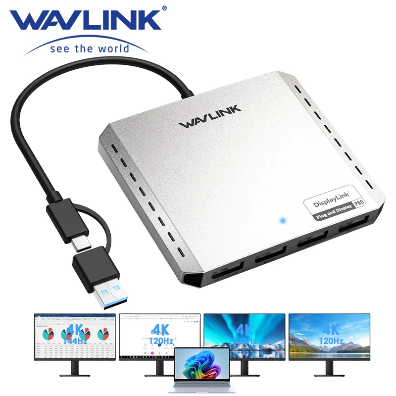 WAVLINK Quad 4K@120Hz/Dual 8K Universal Display Adapter Global