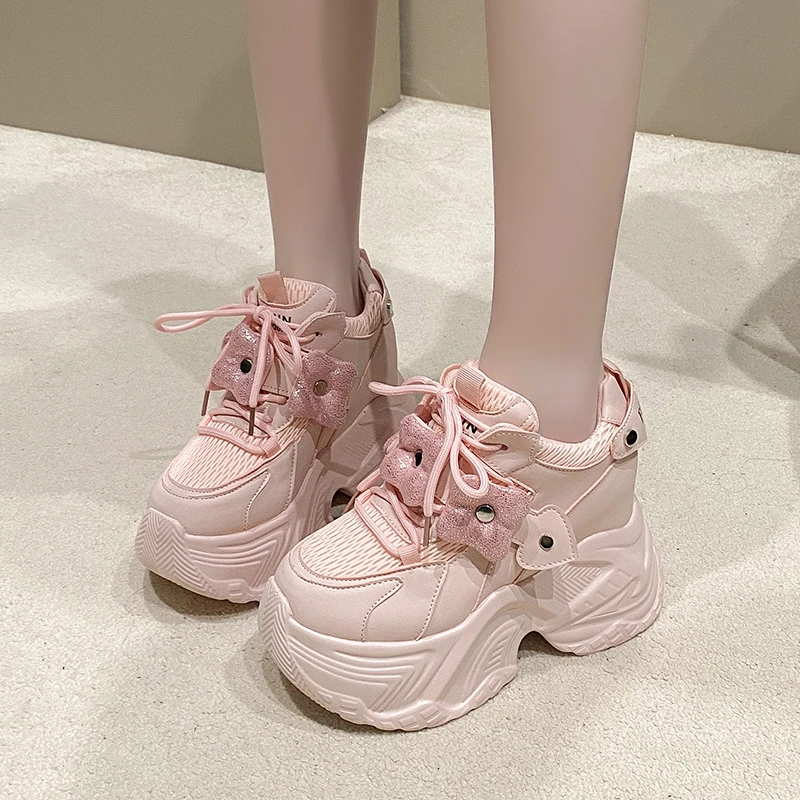 Cuculus High Flat Platform 11cm Height Increasing Casual Shoes Woman Spring New Hidden Wedge Sneakers Female Vulcanize Shoes